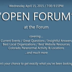 PRF "OPEN FORUM"...at the Forum Wed. Apr. 15, 2015